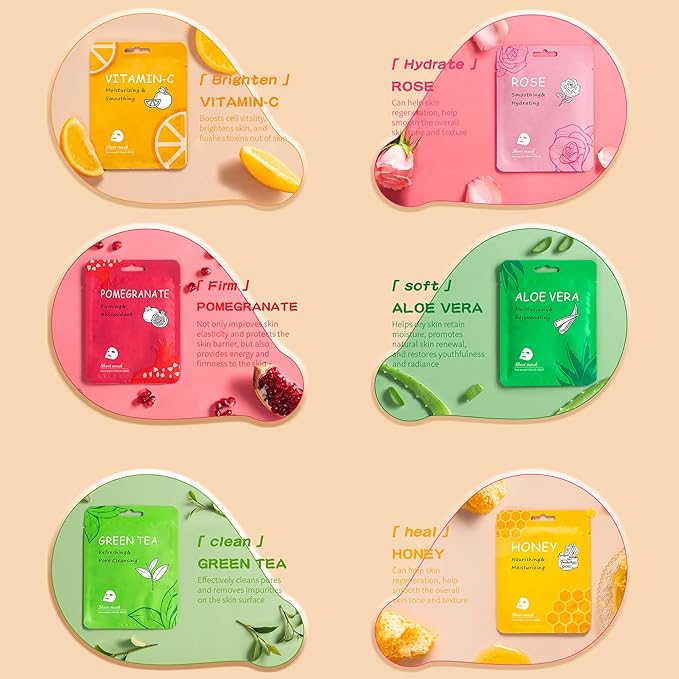 18 Pack Collagen Face Masks Skincare Bulk,Hydrating Spa Face Mask Beauty for Sensitive Skin,Sheet Mask for Skin Care, Facial Mask Sets Birthday Party Gifts for Women/Teen Girls/Kids-GravixFit