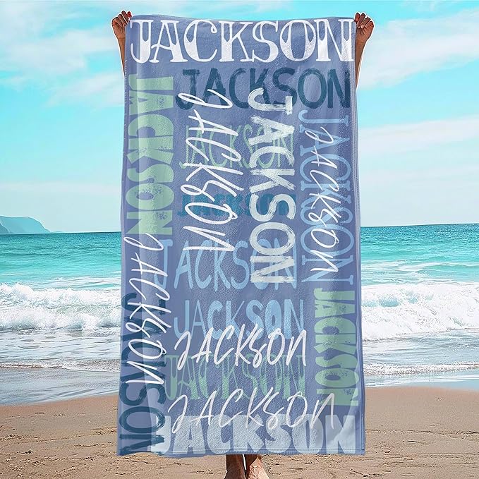 JML Personalized Beach Towel with Name, Custom Beach Towel with Name, Customized Microfiber Pool Towel, Quick Dry & Absorbent Swim Towel for Adult,Anniversary, Birthday, Summer Holiday,Vacation-GravixFit