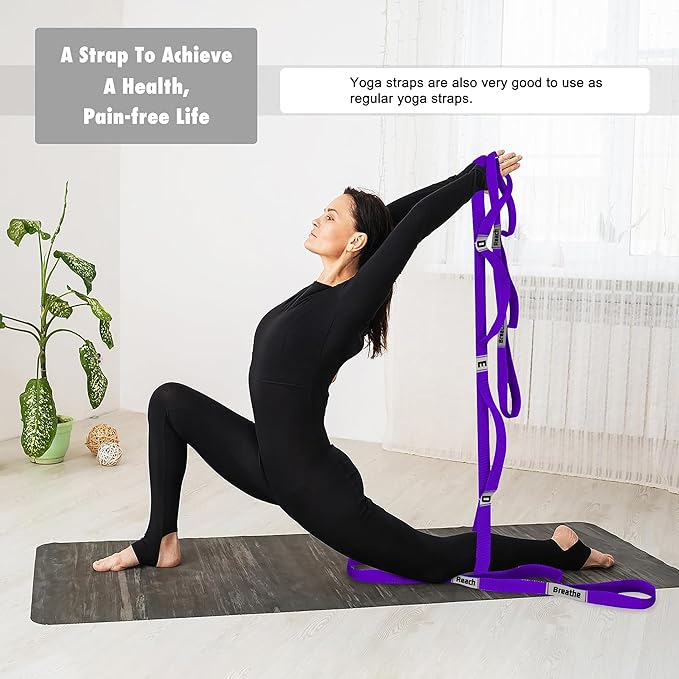 Stretching Strap Yoga Strap with 10 Loops, Non-Elastic Stretch Band for Physical Therapy, Flexibility, Exercise, Pilates, Dance & Gymnastics Workout-GravixFit