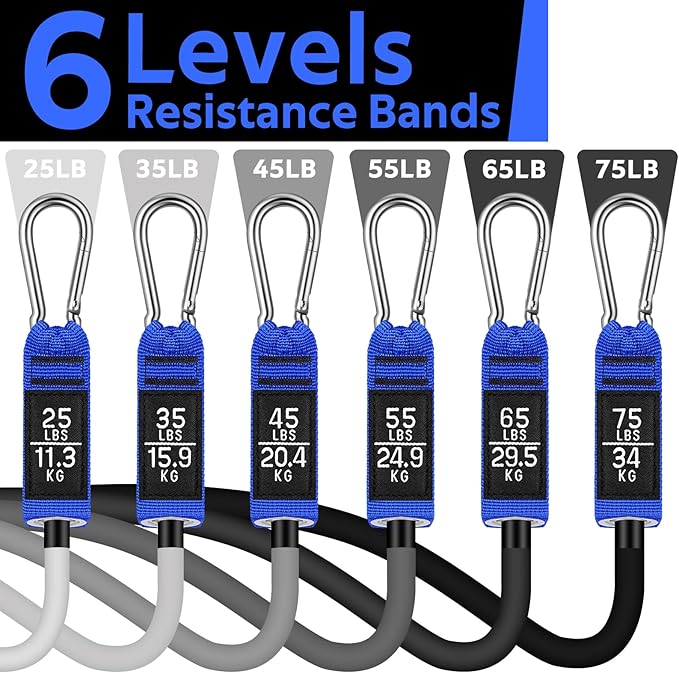 WALITO Resistance Bands Set - Exercise Bands with Handles, Door Anchor, Legs Ankle Straps, for Heavy Resistance Training, Physical Therapy, Muscle Training, Yoga, Home Workouts-GravixFit