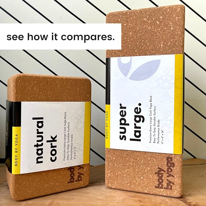 Premium Cork Yoga Blocks - Extra Large Yoga Block 2-Pack or Extra Tall 1-Pack for Inflexible Yogis | Natural, High-Density Cork for Superior Support & Stability | Optional Yoga Strap & Gift Box-GravixFit