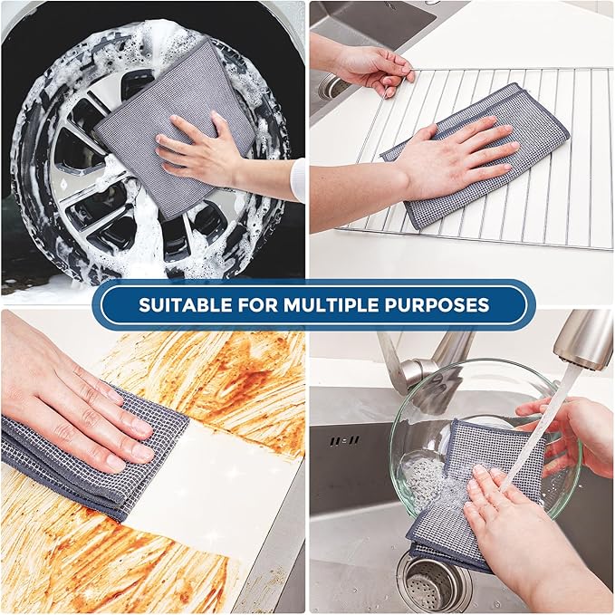 10 Pcs New Upgrade 3-Layer Non Scratch Wire Dishcloth,Wire Dishwashing Rag, Non-Scratch Wire Dishwashing Rags for Wet and Dry, Kitchen Cleaning Dish Rags for Cookware,Sinks, Dishes, Stove-GravixFit