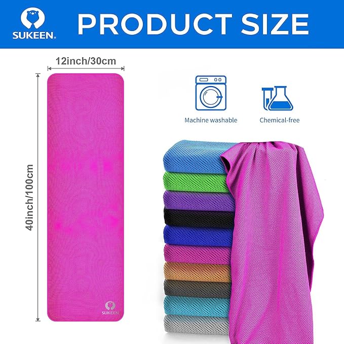 Sukeen Cooling Towel (40"x12"),Ice Towel,Soft Breathable Chilly Towel,Microfiber Towel for Yoga,Sport,Running,Gym,Workout,Camping,Fitness,Workout & More Activities-GravixFit