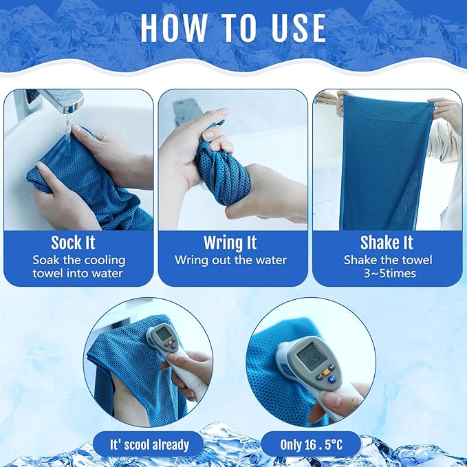 Hosuly 30 Pack Cooling Towels, 40"x12" Ice Breathable Soft Chilly Sweat Rag Microfiber Workout Rags for Gym Cooling Towels for Neck and Face for Yoga Golf Sport Running-GravixFit