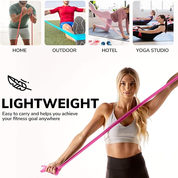 7Ft Long Resistance Bands for Stretching - Resistance Bands Set with Door Anchor - Exercise Bands Including Carry Pouch, E-Book & App - Latex-Free Workout Bands-GravixFit