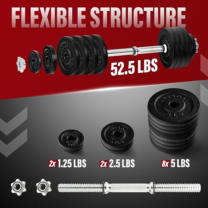 Yes4All Old School Adjustable Dumbbell Set with Weight Plates, Star Lock Collars/Connector, 40lbs to 200lbs Adjustable Weight Plates Set-GravixFit