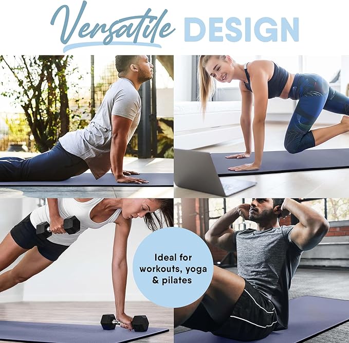 MICRODRY Deluxe Fitness Exercise Yoga Mat for Home & Gym, Extra Thick for High Impact Training, Multi Layered Skid Resistant Surface, Odor Neutralizing with Carrying Strap-GravixFit