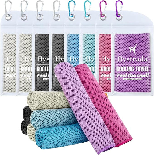 8 Packs Cooling Towel (40 x 12), Ice Towel, Microfiber, Soft Breathable Chilly Towel Stay Cool for Yoga, Workout, Sport, Gym, Camping, Fitness, Running, Workout & More Activities - Multicolor-GravixFit