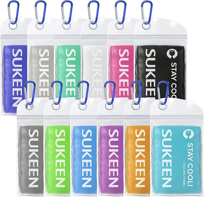Sukeen 12 Pack Cooling Towel (40"x12"), Ice Towel Sets,Soft Breathable Chilly Towel,Microfiber Towel for Yoga,Sport,Running,Gym,Workout,Camping,Fitness,Workout-GravixFit