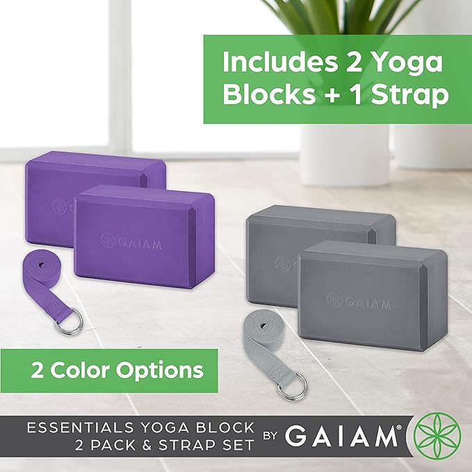Gaiam Yoga Block - Supportive Latex-Free Eva Foam - Soft Non-Slip Surface with Beveled Edges for Yoga, Pilates, Meditation - Yoga Accessories for Stability, Balance, Deepen Stretches-GravixFit