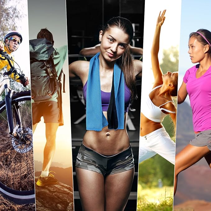 Cooling Towels 40 Pack 40"x 12", 160gsm Bulk Cool Towels, Soft Breathable, Super Absorbent, Quick Cold Towel, for Bowling, Yoga, Travel, Camping, Golf, Football, Hiking, Outdoor Work-GravixFit