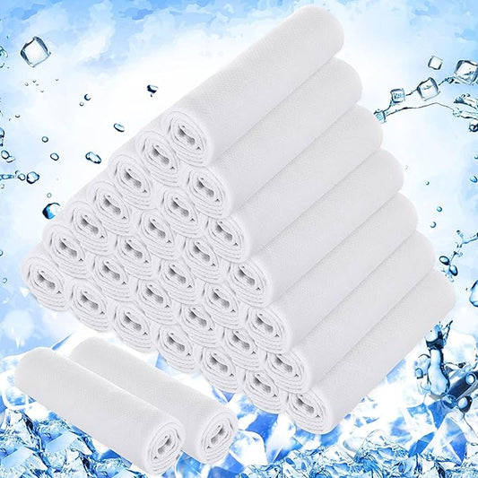 Hosuly 30 Pack Cooling Towels, 40"x12" Ice Breathable Soft Chilly Sweat Rag Microfiber Workout Rags for Gym Cooling Towels for Neck and Face for Yoga Golf Sport Running-GravixFit