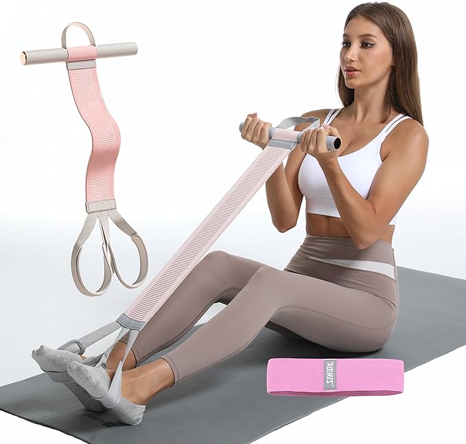 Multifunctional Tension Rope Set – Sit-Up Assistance, Knitted Fitness Equipment for Abdominal/Waist/Arm/Leg Stretching & Weight Loss Training，Gift a 90 Pound Knitted Resistance Strap-GravixFit