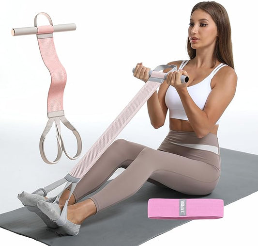 Multifunctional Tension Rope Set – Sit-Up Assistance, Knitted Fitness Equipment for Abdominal/Waist/Arm/Leg Stretching & Weight Loss Training，Gift a 90 Pound Knitted Resistance Strap-GravixFit