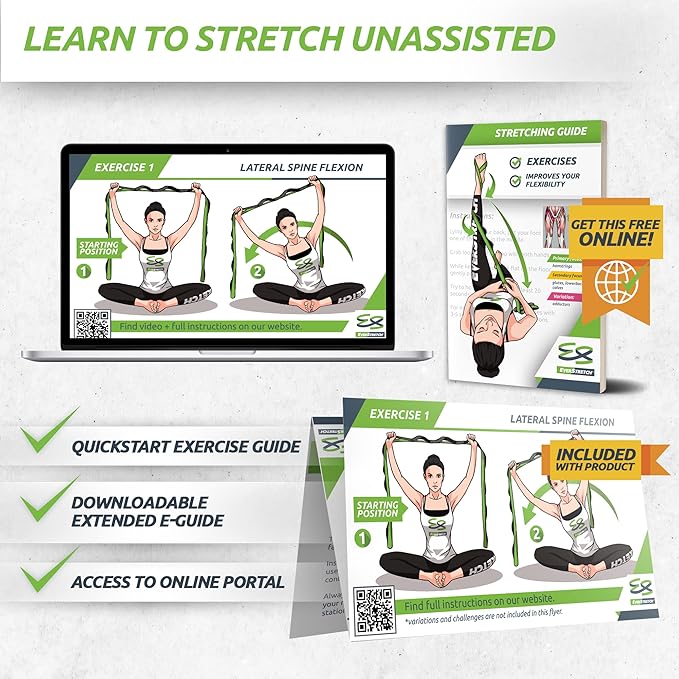 EverStretch Non-Elastic Stretching Strap with Loops - Move Freely with This Looped Stretch Strap Premium Stretch Band for Sports, Physical Therapy and Recovery from Knee Replacement Surgery.-GravixFit