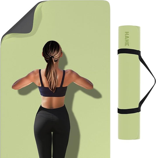 HAHE Non Slip Yoga Mat Wide, (72"L X 32"W, 0.24" Thick) Large Fitness Exercise Mat with Carrying Strap, Eco-Friendly POE Yoga Mats for Home, Gym, Pilates, Stretching-GravixFit