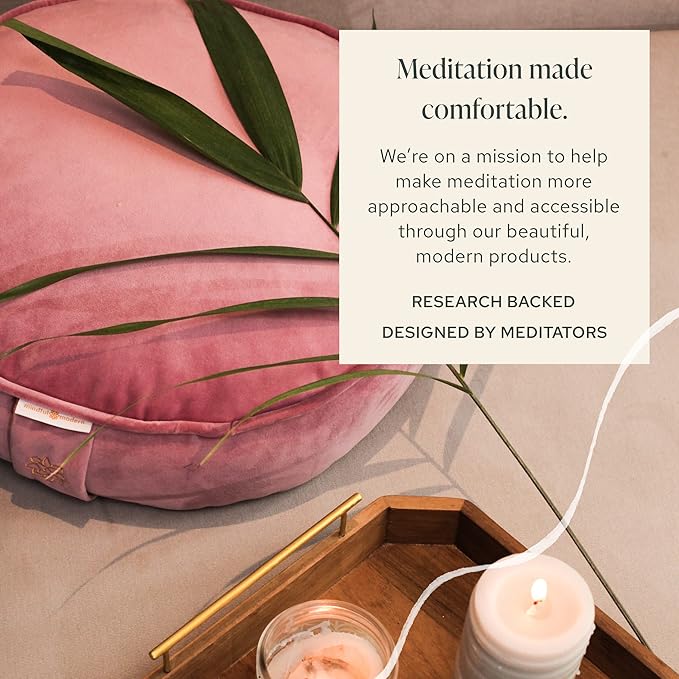 Mindful and Modern Velvet Meditation Cushion - Luxury Zafu Floor Pillow for Yoga - Large Buckwheat Meditation Pillow with Luxe Removable Cover in Six Colors-GravixFit