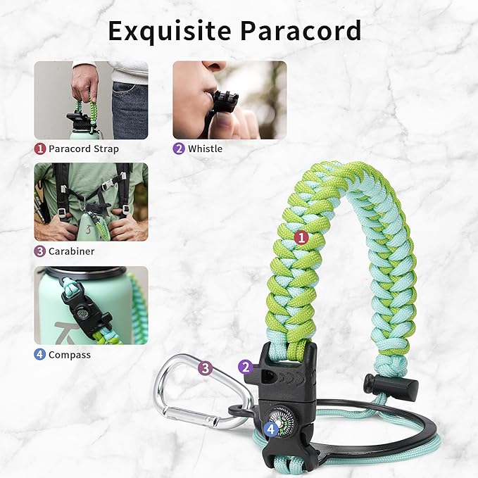 Trebo 40oz Water Bottle Insulated with Lid and Straw,Double Wall Vacuum Stainless Steel Metal Sports Flask with Paracord Handle, Keep Hot 24 Hours & Cold 48 Hours Water Jug with 3 Lids, Dark Green-GravixFit