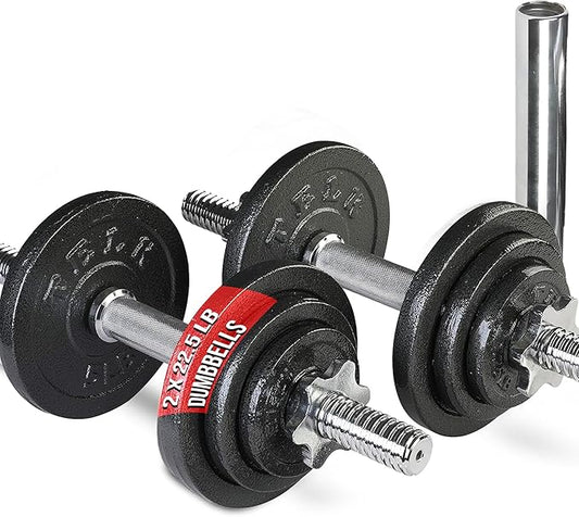 TELK – Adjustable Dumbbell Set – Home Gym Weight Set with Baked Enamel Cast Iron Plates – Space-Saving Free Weights for Strength Training-GravixFit