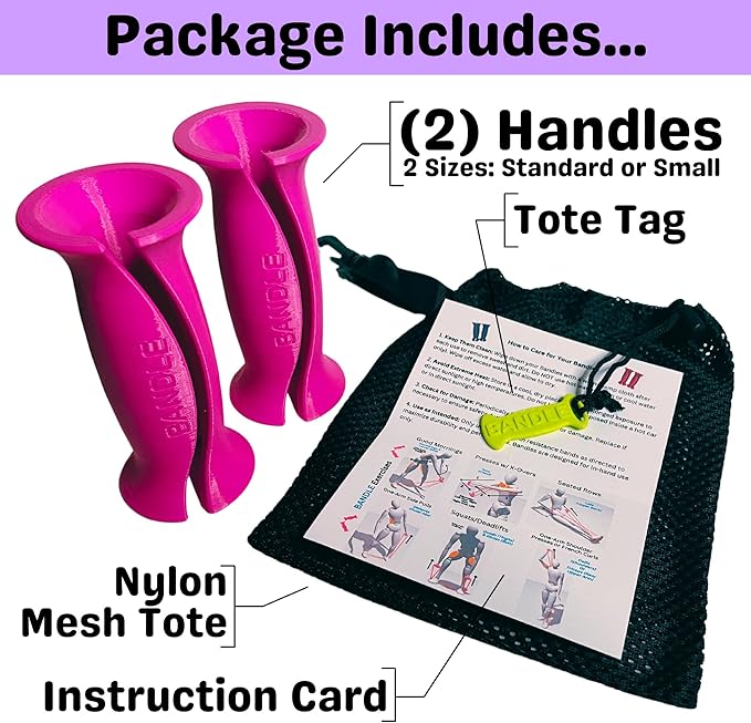 Bandle™ - True Ergonomic Handles for Resistance Bands | Unleash The Full Potential of Pain-Free, Full-Body Workouts | Durable & Comfortable for High-Intensity Training (2 Handles)-GravixFit