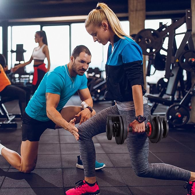 25/55 lbs Pair Adjustable Dumbbells Set, Adjustable Weights Dumbbells Set for Men and Women with Anti-Slip Fast Adjust Weight by Turning Handle,Black Dumbbell with Tray-GravixFit