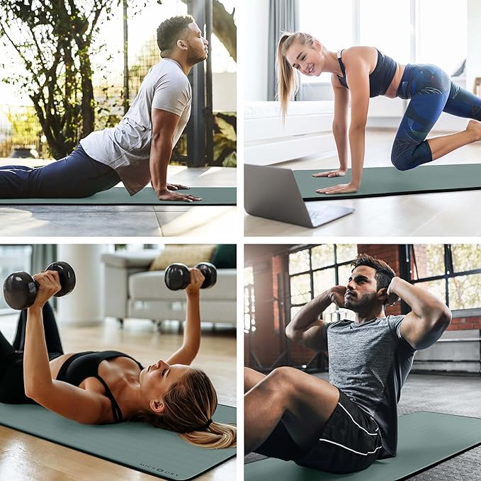 MICRODRY Deluxe Fitness Exercise Yoga Mat for Home & Gym, Extra Thick for High Impact Training, Multi Layered Skid Resistant Surface, Odor Neutralizing with Carrying Strap-GravixFit