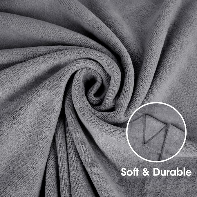 JML Microfiber Towels, Beach Towel Sets (6 Pack, 27" x 55") - Extra Absorbent, Fast Drying, Multipurpose for Bath, Swimming, Fitness, Sports, Yoga, Grey/Pink/Purple-GravixFit