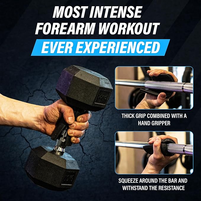 Vikingstrength Grip strength trainer Thick Grip - Combines Hand Exerciser Squeeze with Thick Grip, New Ultimate Forearm Strengthener, Patented Design, Enhances Grip Strength & Endurance, Fits All Bars, Barbells, & Dumbbells-GravixFit