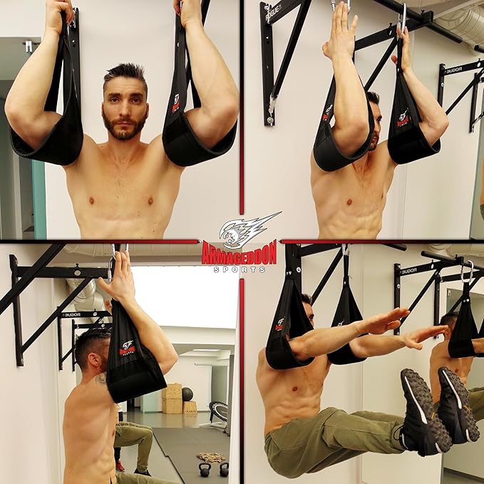 Premium Ab Slings Straps - Rip-Resistant Heavy Duty Pair for Pull Up Bar Hanging Leg Raiser Fitness - Ab Exercise Equipment, Superb Arm Padding for Abdominal Training Workout Equipment-GravixFit