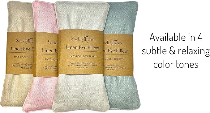 Organic Linen Eye Pillow - Lavender & Flaxseed for Relaxation, Yoga, Stress Relief - Microwavable Heating Pad & Cool Compress - Made in USA - Gifts for Meditation-GravixFit