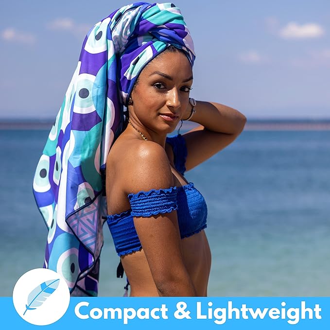 ECCOSOPHY Microfiber Beach Towel - Sand Free Towels are Quick Dry, Light Weight, Super Absorbent - Perfect Pool, Travel, Cruise, Camping Essentials - Oversized Extra Large for Adults 71x35 in-GravixFit