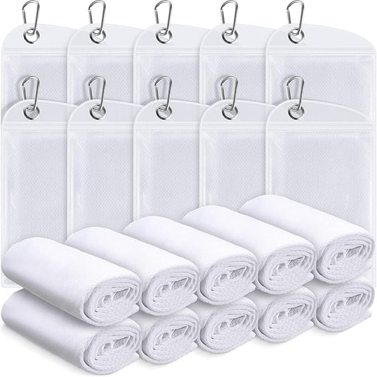 20 Pcs Cooling Towel 40" x 12" Ice Towel for Neck and Face Microfiber Chilly with Bag Breathable Yoga Gym Stay Cool Towels Sweat Rag for Workout Running Camping Pilates Beach Accessories (White)-GravixFit