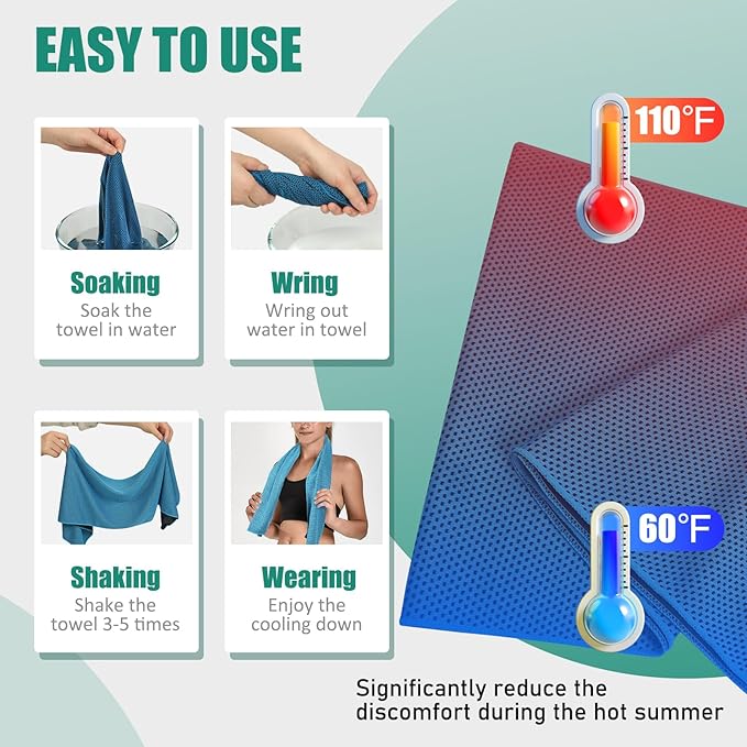 Cooling Towels Pack of 30, 40"*12" Neck Cool Towel Bulk, Cold Towels for Neck and Face, Cooling Rags Sports Towel for Hot Weather, Running, Soccer, Yoga, Gym, Golf-GravixFit