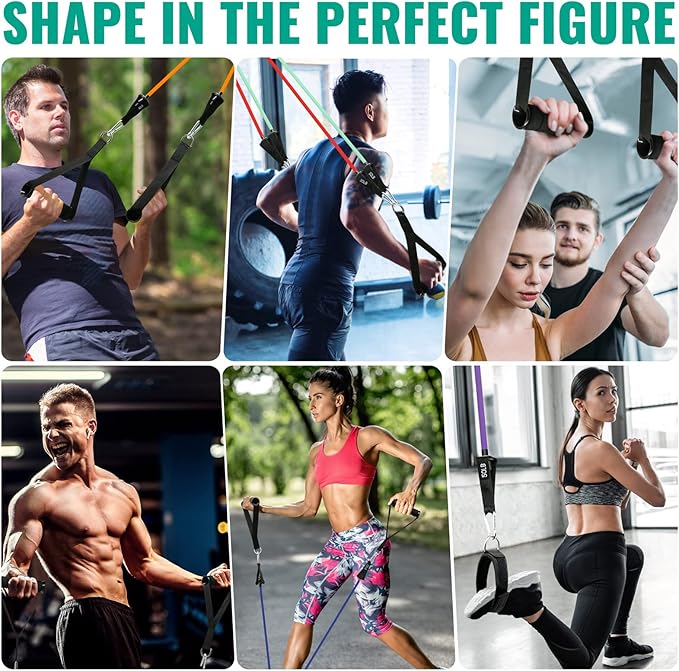 Aihoye Resistance Bands for Working Out, Exercise Bands with Handles, Stretch Bands for Exercise, Workout Bands with Door Anchors for Physical Therapy & Strength Training-GravixFit