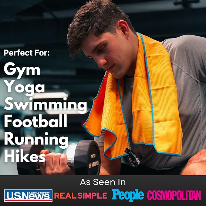 ECCOSOPHY Microfiber Beach Towel – Quick Dry Gym Towel, Highly Absorbent with Ribbed Texture, Lightweight – Ideal for Travel, Pool, Yoga, Fitness & Outdoor Adventures – 40x20 Creamsicle-GravixFit