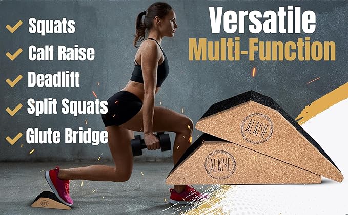 Squat Wedge Blocks - Pack of 2 Non-Slip Slant Board for Legs, Ankle, Calf Stretching - Squat Ramps for Lower Body Strength, Heel Elevation, Planks, Yoga with Bag & 30 Day Squat Challenge Chart-GravixFit