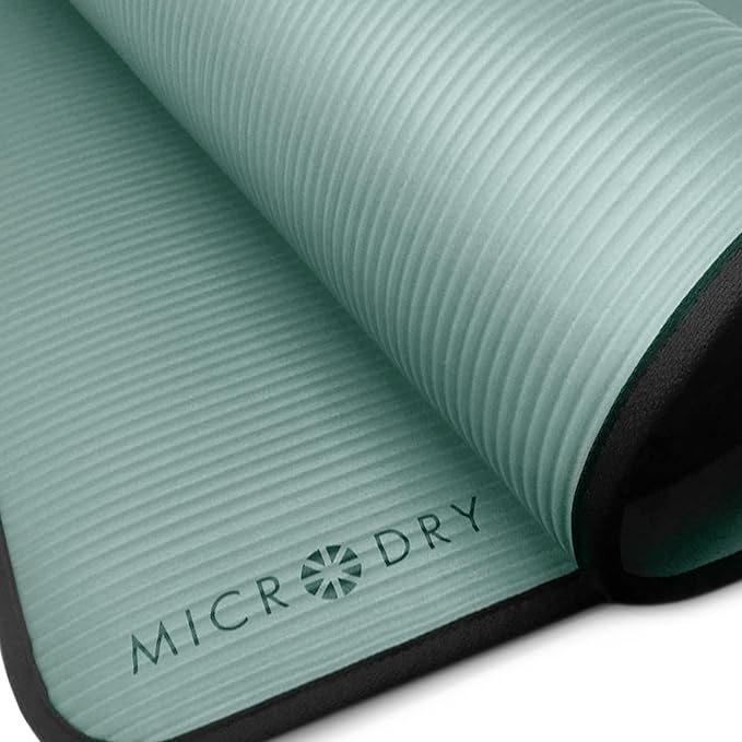 MICRODRY Deluxe Fitness Exercise Yoga Mat for Home & Gym, Extra Thick for High Impact Training, Multi Layered Skid Resistant Surface, Odor Neutralizing with Carrying Strap-GravixFit
