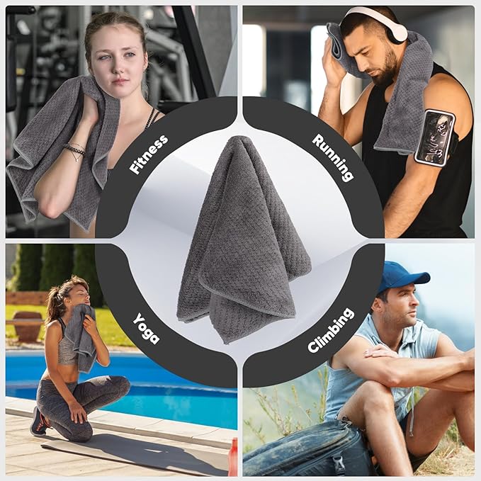 HOMEXCEL Gym Towels 3 Packs, (16x27 inches) Highly Absorbent Yoga Towel, Ultra Soft Hand Towels for Daily Use, Fast Drying Microfiber Workout Towels for Gym, Spa, Fitness, Camping, Hotel-GravixFit