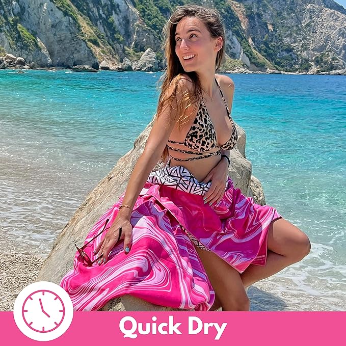 ECCOSOPHY Microfiber Beach Towel - Sand Free Towels are Quick Dry, Light Weight, Super Absorbent - Perfect Pool, Travel, Cruise, Camping Essentials - Oversized Extra Large for Adults 71x35 in-GravixFit