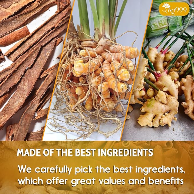 120 Bags Premium Turmeric Ginger Cinnamon Tea, Improve Digestion, Support Brain, Weight, Skin and Sleep, Eco-Conscious Tea Bags and Premium Natural Ingredients. Turmeric Ginger Herbal Tea. No Sugar, No Caffeine, No Gluten, Vegan.-GravixFit