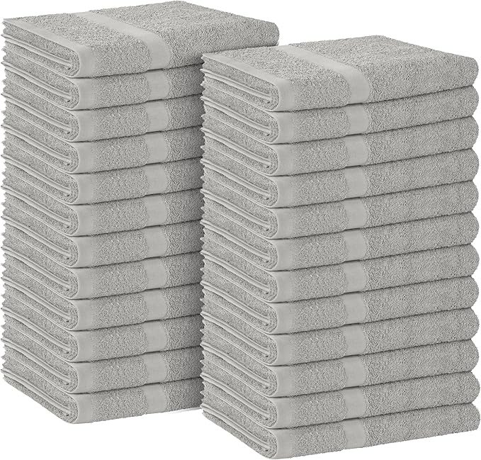 Avalon Salon Towel - Silver Hand Towels Bulk Pack of 24-100% Cotton Absorbent Spa, Facial & Gym Towels for Working Out - 16x27 Inches (Not Bleach Proof)-GravixFit