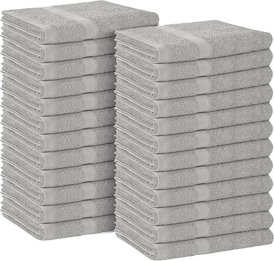 Avalon Salon Towel - Silver Hand Towels Bulk Pack of 24-100% Cotton Absorbent Spa, Facial & Gym Towels for Working Out - 16x27 Inches (Not Bleach Proof)-GravixFit