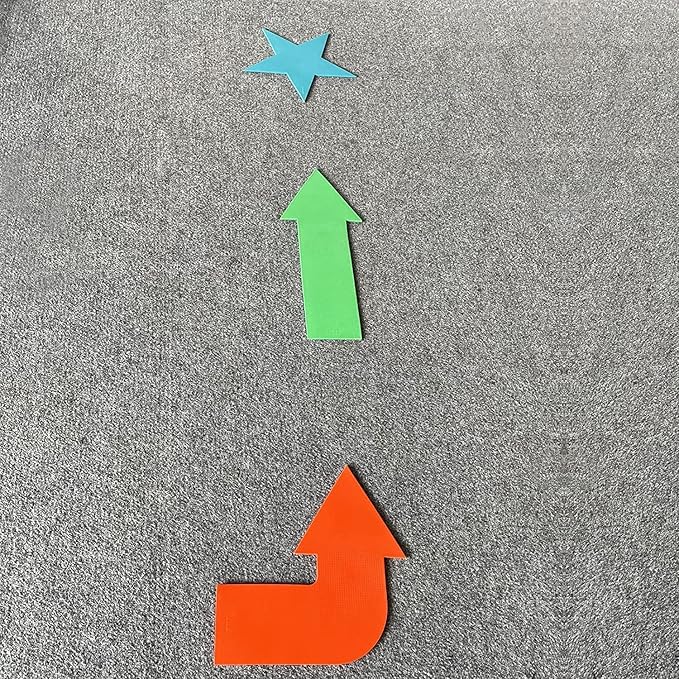 12pcs Colorful Star Arrow Spot Marker Non-Slip Directional Carpet Marker for Training Agility, Kids Classroom Activity, Gym, Sport, Home (Turn Arrow)-GravixFit