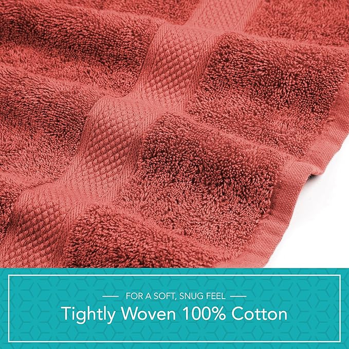 Pleasant Home Bath Towels Set of 6 (24” x 50”) 100% Cotton, 515 GSM | Lightweight, Soft & Absorbent Luxury Towels for Bathroom | for Gym, Pool & Spa | 6 Pack, Red-GravixFit