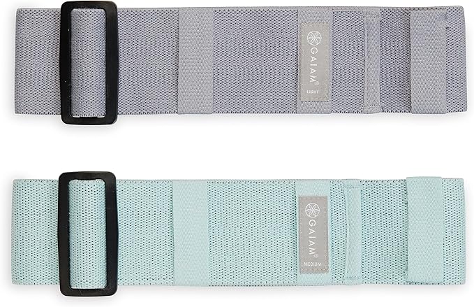 Gaiam Adjustable Hip Bands - 2-Pack Resistance Bands for Working Out, Buckle Adjustable Workout Bands with 4 Light and Medium Resistance Levels Target, Tone, and Strengthen Lower Body - 2 Pack-GravixFit