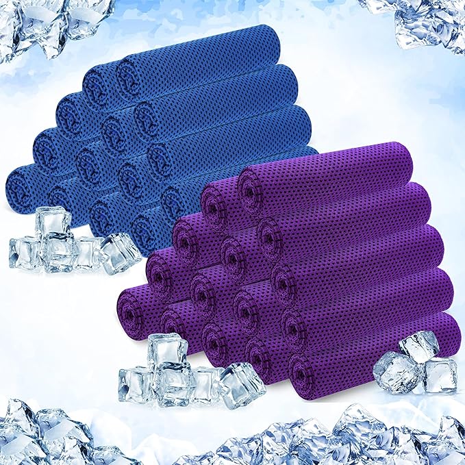 Hosuly 30 Pack Cooling Towels, 40"x12" Ice Breathable Soft Chilly Sweat Rag Microfiber Workout Rags for Gym Cooling Towels for Neck and Face for Yoga Golf Sport Running-GravixFit