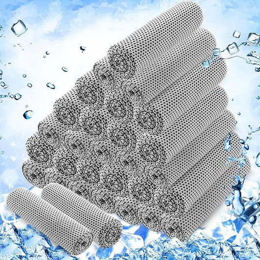 Hosuly 30 Pack Cooling Towels, 40"x12" Ice Breathable Soft Chilly Sweat Rag Microfiber Workout Rags for Gym Cooling Towels for Neck and Face for Yoga Golf Sport Running-GravixFit