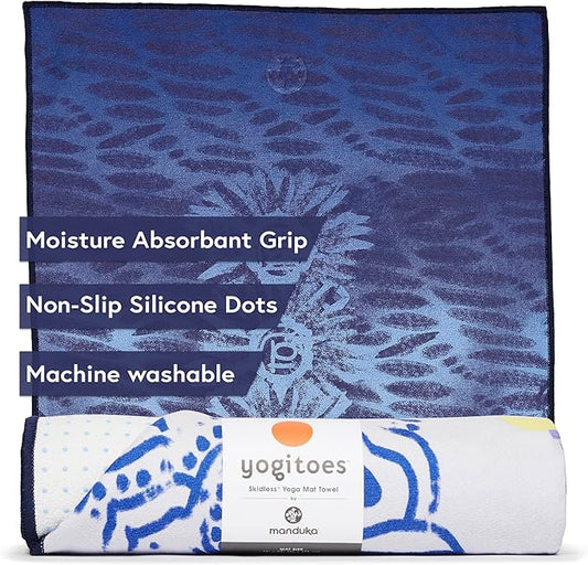Manduka Yogitoes Yoga Towel – Rubber Grip Dots Non-Slip Bottom, Quick Dry Fitness Towel for Hot Yoga, Pilates, Exercise-GravixFit