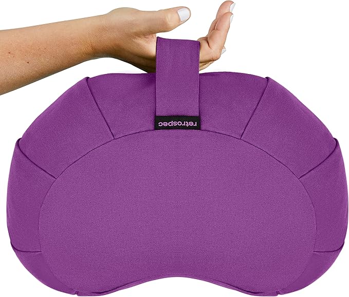 Retrospec Sedona Zafu Meditation Cushion Filled w/Buckwheat Hulls - Yoga Pillow for Meditation Practices - Machine Washable 100% Cotton Cover & Durable Carry Handle Round & Crescent, 1 Ct (Pack of 1)-GravixFit