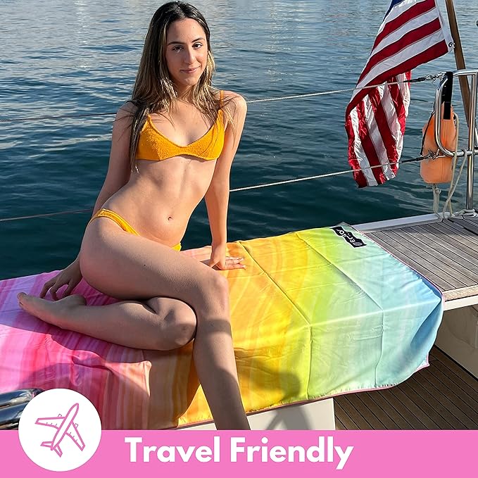 ECCOSOPHY Microfiber Beach Towel - Sand Free Towels are Quick Dry, Light Weight, Super Absorbent - Perfect Pool, Travel, Cruise, Camping Essentials - Oversized Extra Large for Adults 71x35 in-GravixFit